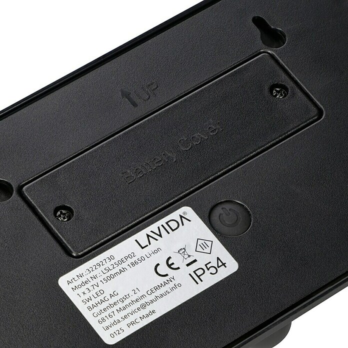 Lavida Solar-Außenwandleuchte (5 W, L x B x H: 25 x 12 x 6,5 cm, Schwarz, IP54, 500 lm) | BAUHAUS