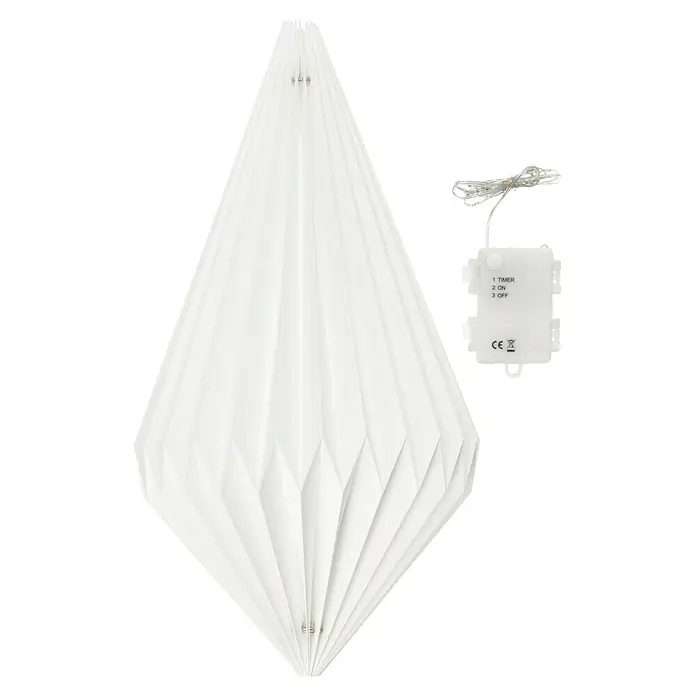 Starlux Hängelampe Laterne - L x B x H: 25 x 25 x 40 cm, Weiß - Dekorativer, kegelförmiger Papierstern mit LED-Beleuchtung, ideal für stimmungsvolle Akzente in jedem Raum.