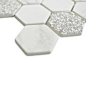 Mosaikfliese Hexagon Mix EMILY HX65 (32,4 x 28 cm, Grau/Weiß, Matt)