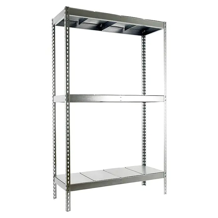 Simonrack Simonforte Schwerlastregal Simonforte Metall - H x B x T: 200 x 180 x 45 cm, Traglast pro Boden: 600 kg, Anzahl Böden: 3 Stk., Stecken, Silber/Silber - Dreistufiges Metallregal mit verstellbaren Fachböden für Lagerung und Organisation.