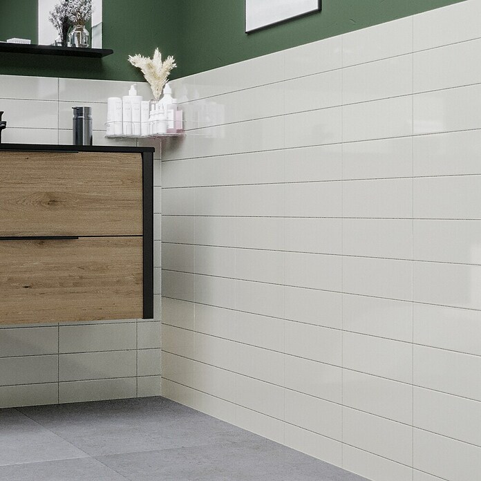 Wandfliese Rustic Emotion (9,8 x 29,8 cm, Creme, Glänzend)
