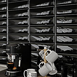 Modern Style Wandfliese Metro Biselado (9,8 x 29,8 cm, Schwarz, Glänzend)