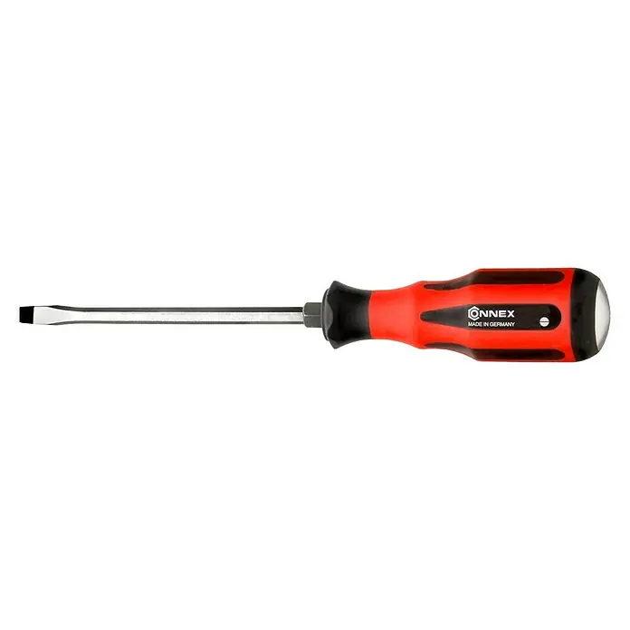 Connex Destornillador COX316125 - SL 6,5 mm, Longitud de la hoja: 125 mm - Destornillador de ranura Connex con mango ergonómico rojo y negro, fabricado en Alemania, para un atornillado preciso.