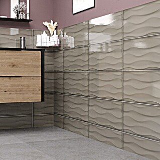 Decocer by Cinca Glow Wandfliese Onda (25 x 55 cm, Taupe, Glänzend)
