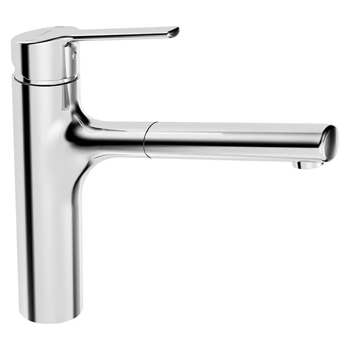Hansa Ronda Spültischarmatur - Chrom, Glänzend, Ausziehbar - Ein moderner, verchromter Wasserhahn mit einem minimalistischen Design. Ideal für Badezimmer und Küchen, die einen eleganten Touch suchen.
