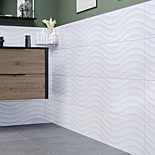 Ambiente by Palazzo Wandfliese Snowwhite Wave (30 x 60 cm, Stärke: 9 mm, Weiß, Glänzend)