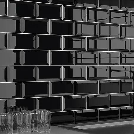 Modern Style Wandfliese Manhattan Biselado Negro