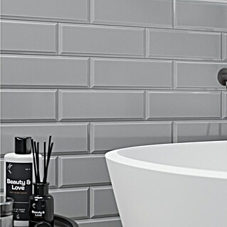 Modern Style Wandfliese Manhattan Biselado Cinze 600 (9,8 x 29,8 cm, Grau, Glänzend)