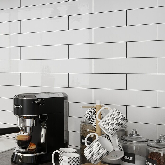 Modern Style Wandfliese Alboran Blanco (7,5 x 30 cm, Weiß, Glänzend) | BAUHAUS