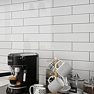 Modern Style Wandfliese Alboran Blanco (7,5 x 30 cm, Weiß, Glänzend)