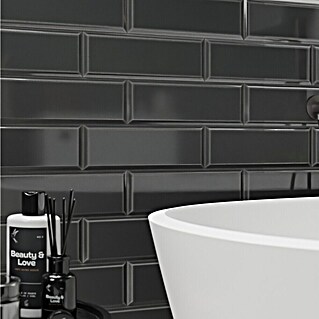 Modern Style Wandfliese Manhattan Biselado Cince 670 (9,8 x 29,8 cm, Anthrazit, Glänzend)