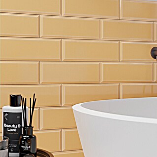 Modern Style Wandfliese Metro Biselado Mosta 920 (9,8 x 29,8 cm, Gelb, Glänzend)