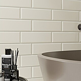 Modern Style Wandfliese Metro Biselado Bege 550 (9,8 x 29,8 cm, Beige, Glänzend)