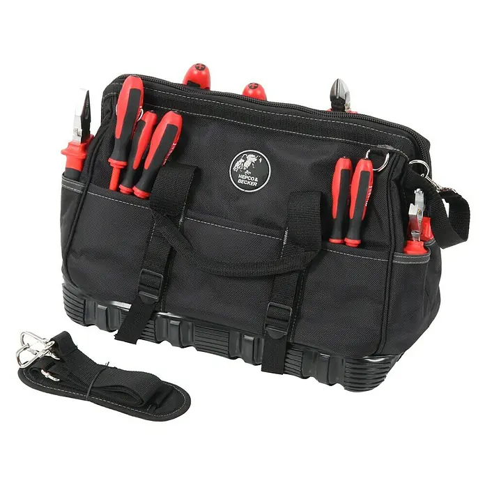 Hepco & Becker Werkzeugtasche Polytex 5853 - Polyester, L x B x H: 230 x 440 x 320 mm - Abgebildete Hepco & Becker Werkzeugtasche, ideal für Handwerker und Heimwerker. Robust und praktisch zum Transport von Werkzeugen.