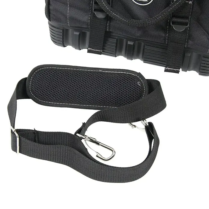 Hepco & Becker Werkzeugtasche Polytex 5854 - L x B x H: 195 x 340 x 260 mm, Polyester - Schwarzer Werkzeugkoffer-Schultergurt mit Polsterung und Karabinerhaken für einfachen Transport.