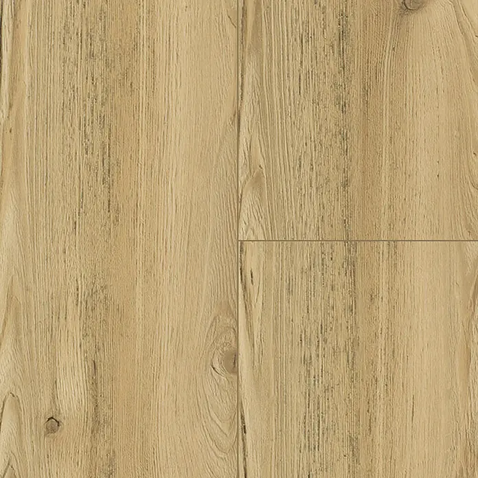 Living by Haro Hydrostar Designbodenmuster Lärche Lugano puro - 200 x 235 x 6,5 mm, Landhausdiele - Nahaufnahme von vier Eichenparkettdielen, die ein warmes und einladendes Ambiente ausstrahlen. Die natürliche Holzmaserung sorgt für rustikalen Charme.