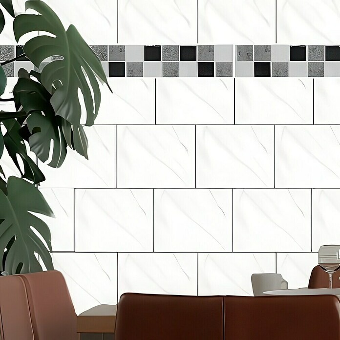 Wandfliese Mia Marbly (20 x 25 cm, Weiß/Grau, Glänzend) | BAUHAUS