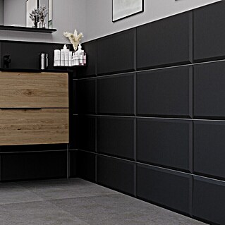 Wandfliese Metro XXL (30 x 60 cm, Schwarz, Matt)