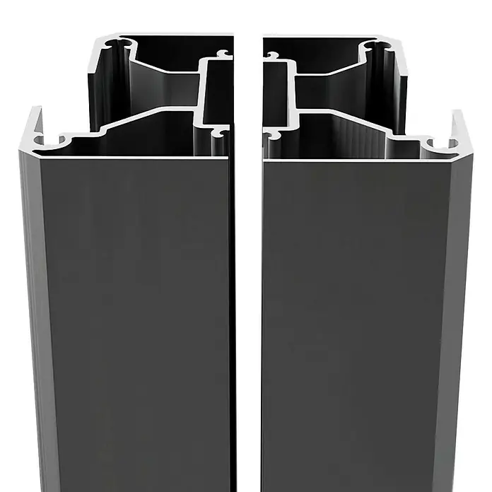 Dioco Smartwall Poste de pared para valla - 2 ud., Altura: 100 cm, Específico para: Fijar en muros o paredes, Antracita - Vista del perfil de aluminio en negro. El material robusto es ideal para construcciones duraderas e impresiona por su precisión.