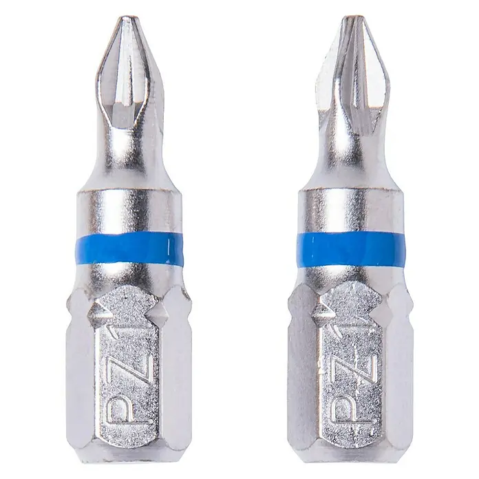 Connex Punta COXT973431 - PZ 1, 25 mm - Dos puntas de destornillador PZ1 de acero con rayas azules, ideales para atornillar.