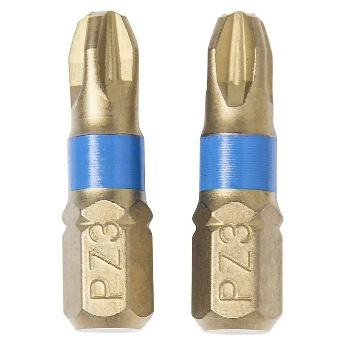 Connex Punta COXT973853 - PZ 3, 25 mm - Primer plano de dos puntas de destornillador PZ3, ideales para atornillar en varios materiales.