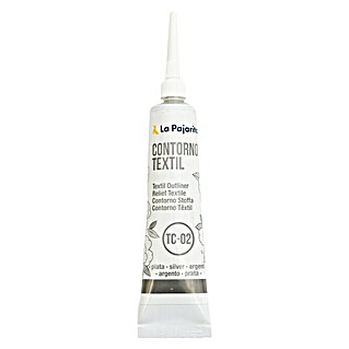 La Pajarita Pintura tejidos Contorno relieve (Plateado, 20 ml)