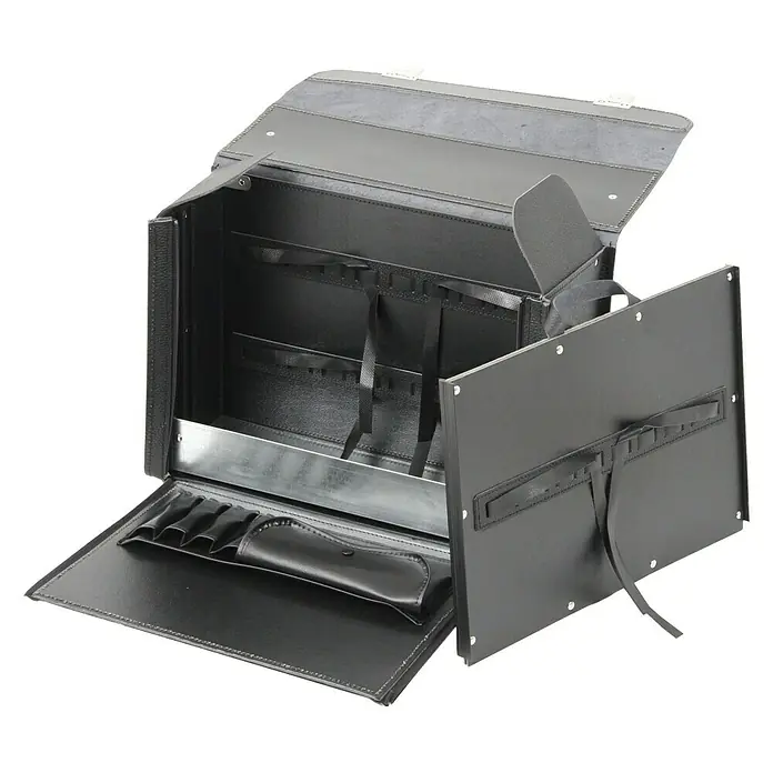 Hepco & Becker Werkzeugtasche Favorit 7122 - Innenmaß: B x T x H: 400 x 145 x 280 mm, Leder - Schwarzer Kosmetikkoffer mit mehreren Fächern, ideal für die Aufbewahrung von Make-up und Kosmetikprodukten.