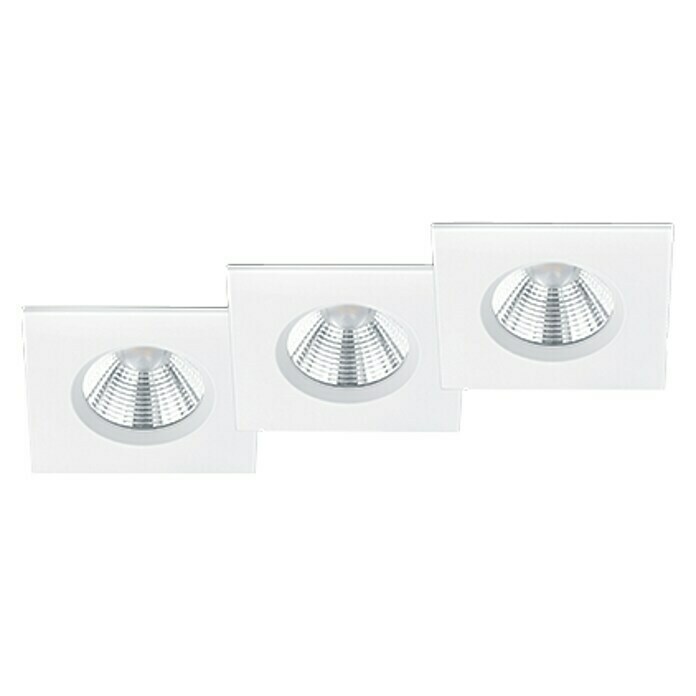 Trio Leuchten Set de focos LED empotrables Zagros cuadrado (3 × 5,5 W, Color de luz: Blanco cálido, L x An x Al: 8,5 x 8,5 x 5,4 cm, Blanco)