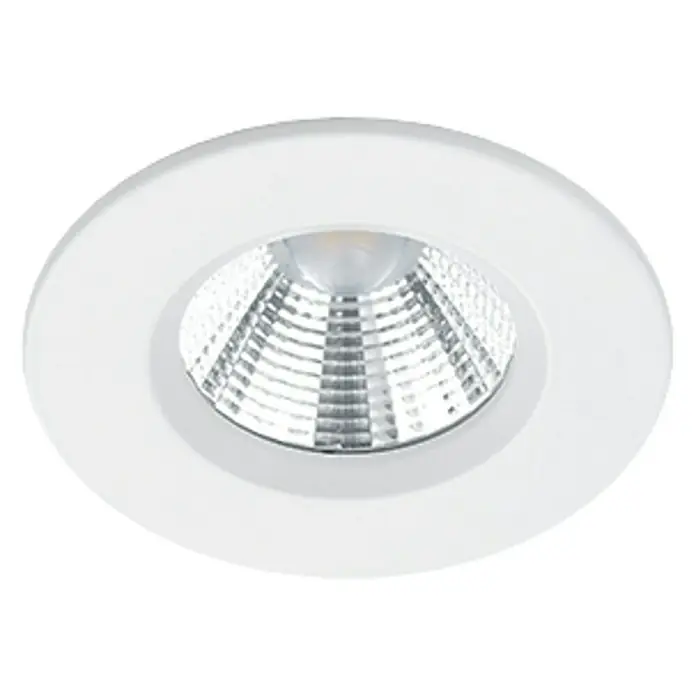 Trio Lighting Foco LED empotrable Zagros - 5,5 W, Color de luz: Blanco cálido, Diámetro: 8,5 cm, Blanco - Primer plano de una luz LED empotrable blanca. Esta moderna luminaria ofrece una iluminación brillante y eficiente energéticamente para cualquier espacio.