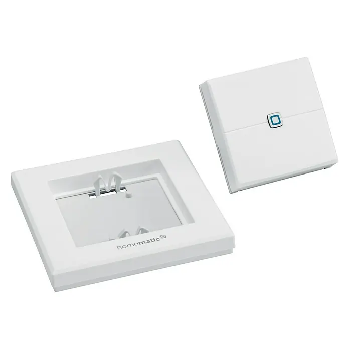 Homematic IP Funk-Wandtaster HmIP-WRC2 - 2-fach, Batteriebetrieben, Weiß, 19 x 86 x 86 mm - Homematic IP Wandschalter für Smart Home: Ein weißer Schalter mit Montageplatte für die intelligente Steuerung Ihres Zuhauses.