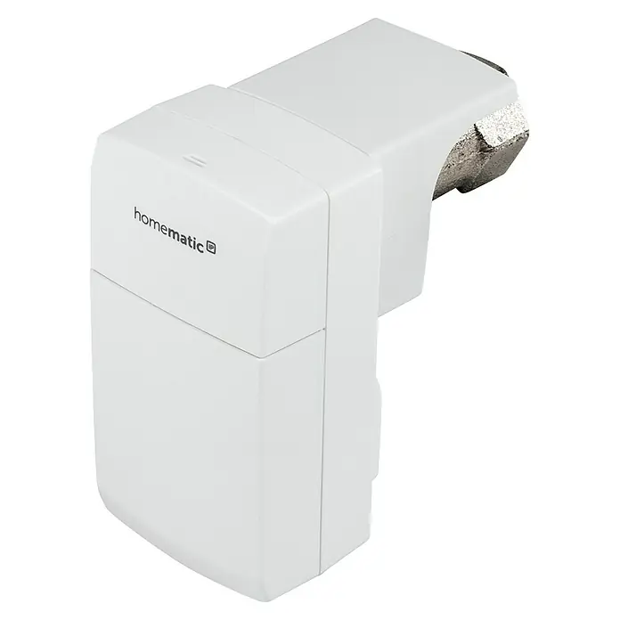 Homematic IP Diebstahlsicherung HmIP-eTRV-C-TP - Weiß, 5 Stk. - Nahaufnahme des Homematic IP Heizkörperthermostat – Kompakter, weißer Regler zur intelligenten Steuerung der Raumtemperatur.