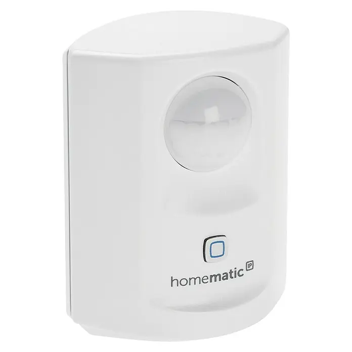 Homematic IP Funk-Bewegungsmelder HmIP-SMI - Weiß, 34 x 52 x 65 mm, Batteriebetrieben - Eine Nahaufnahme eines Homematic IP Bewegungsmelders für den Innenbereich in Weiß, der für Smart Home Anwendungen verwendet wird.