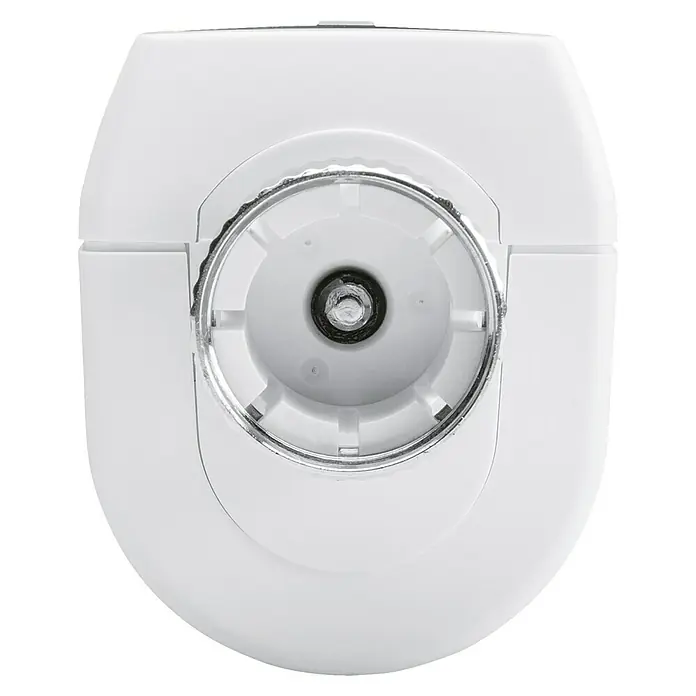 Homematic IP Heizkörper-Thermostat HmIP-eTRV-2 - Ventilanschluss: M30 x 1,5 mm, Batteriebetrieben, 97 x 58 x 71 mm, Weiß, 1 Stk. - Eine Nahaufnahme eines weißen Epilierers mit einem transparenten Drehknopf in der Mitte.
