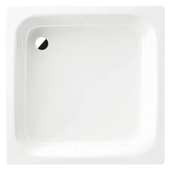 Kaldewei Duschwanne Sanidusch 551 - L x B: 90 x 80 cm, Stahl, Weiß - Quadratische, weiße Duschwanne mit Abfluss in der Ecke, ideal für moderne Badezimmerdesigns und komfortables Duschen.