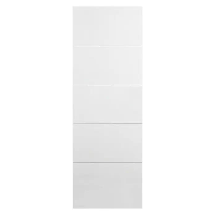 Solid Elements Hoja de puerta Mannheim - 72,5 x 203 cm, Blanco, Maciza - Aquí hay una puerta interior blanca sencilla con un diseño moderno de paneles horizontales, ideal para un interior minimalista.