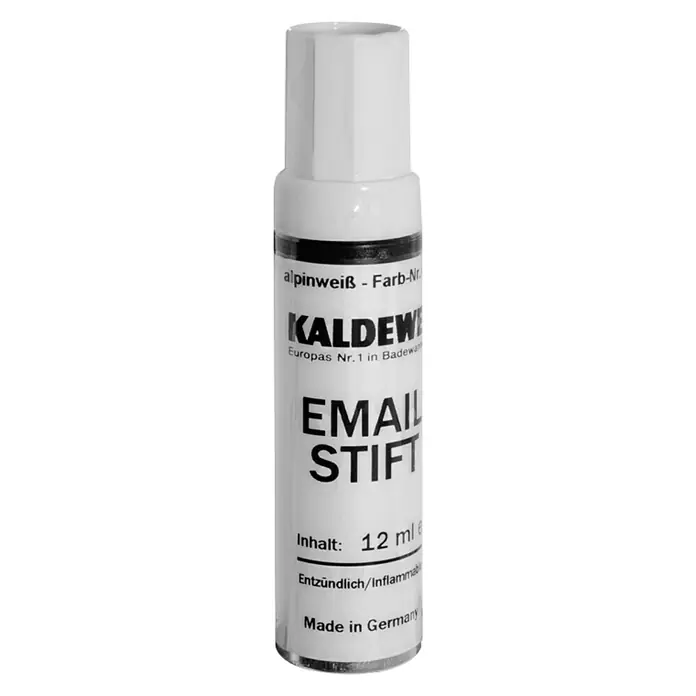 Kaldewei Reparaturstift - Weiß - Nahaufnahme eines Kaldewei Email Stifts in Alpinweiß, zur Ausbesserung von Beschädigungen an Badewannen und Duschen, Made in Germany.