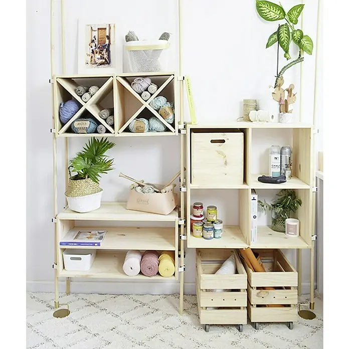 Astigarraga Dinamic Estantería para botellas - L x An x Al: 33 x 32,5 x 32,5 cm, Madera - Sistema de estanterías DIY con estantes de madera y elementos decorativos.
