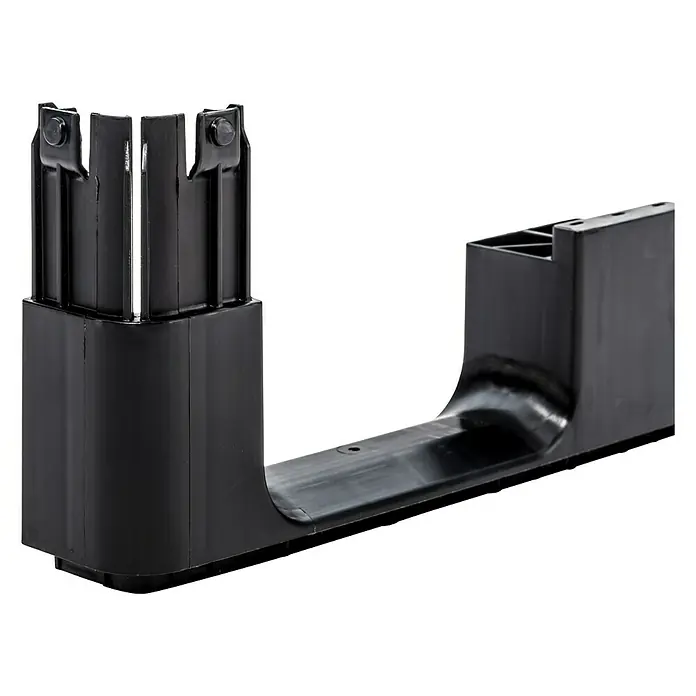 Surplus Systems Euronormboxen-Kufe - Passend für: Surplus Systems Euronormboxen, Stecken, 2 Stk. - Schwarze Kunststoffhalterung zur Unterstützung und Befestigung von Geräten oder Bauteilen, ideal für verschiedene Anwendungen.