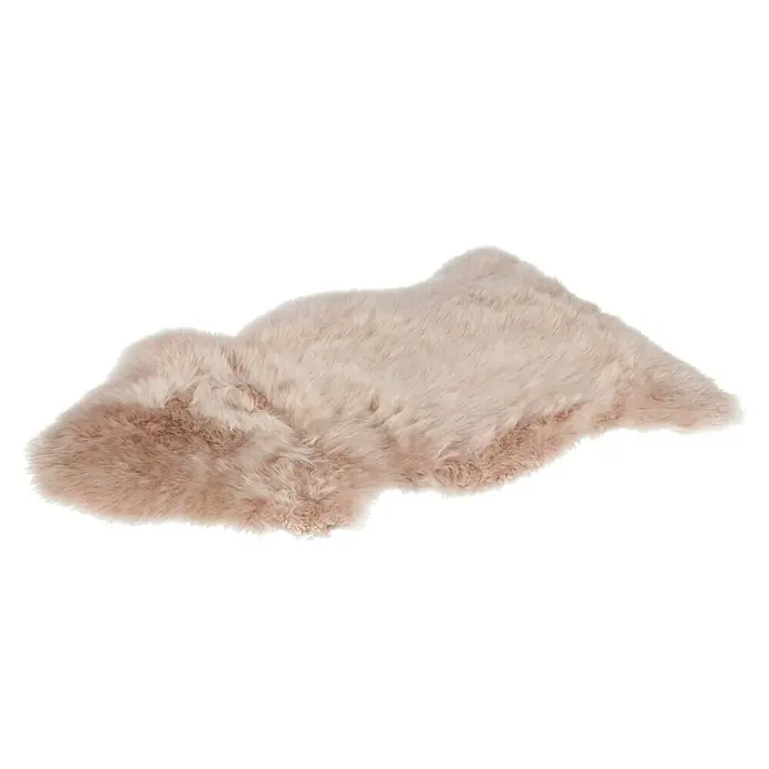 Lammfell - Beige, Länge: 90 cm, 100 % Echtfell - Flauschiger, hellrosa Schaffellteppich. Ideal, um jedem Raum Wärme und Komfort zu verleihen, perfekt als Akzent im Wohnbereich.