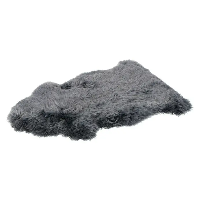 Lammfell - Grau, Länge: 90 cm, 100 % Echtfell - Grauer Schaffellteppich, weich und flauschig, ideal als dekoratives Element für ein gemütliches Zuhause. Bringt Wärme und Komfort in jeden Raum.