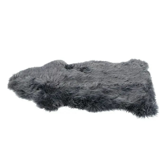 Lammfell - Grau, Länge: 90 cm, 100 % Echtfell - Ein flauschiger, grauer Schaffellteppich, der Wärme und Komfort in jeden Raum bringt. Ideal als stilvolle Ergänzung für Ihr Zuhause.