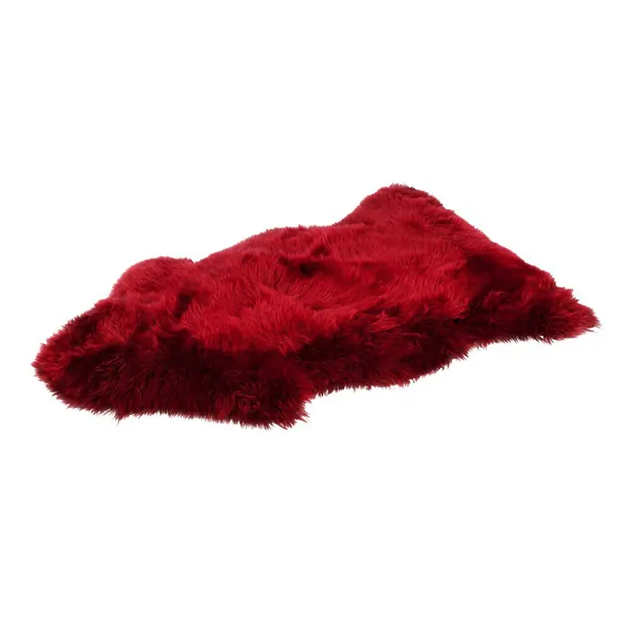 Lammfell - Bordeaux, Länge: 90 cm, 100 % Echtfell - Roter, flauschiger Teppich, der Wärme und Stil in jeden Raum bringt. Perfekt als Akzent oder zum Einkuscheln.