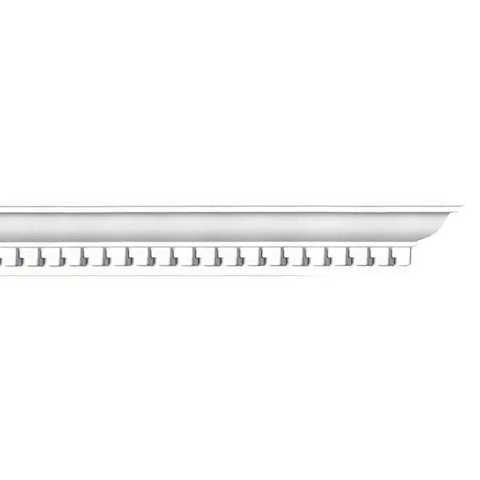 Zierprofil Prestige Lisa - 200 x 6 x 7 cm, Expandiertes Polystyrol (EPS) - Detailaufnahme einer weißen Zierleiste mit einem eleganten, klassischen Design für stilvolle Innenräume und Wandgestaltung.