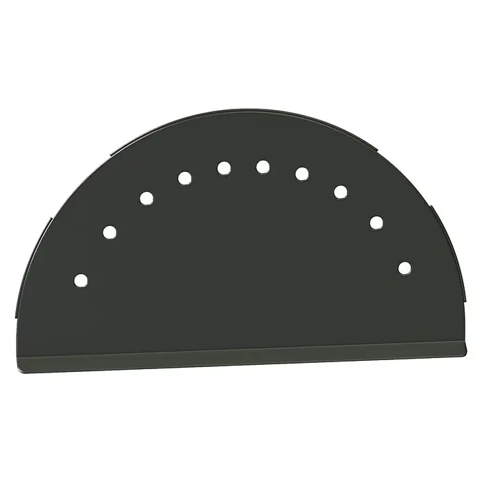 Metdach Firstkappe - Schwarz, Länge: 28 cm, Stahl - Schwarzer, halbkreisförmiger Kaminholzhalter mit Löchern zur Belüftung, ideal für die Kaminholzaufbewahrung und Trocknung.