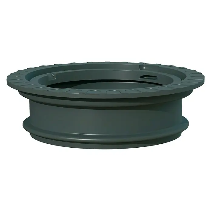 Rewatec Tankdom - Passend für: Aqua-King Schächte mit DN 600 - Produktaufnahme eines grauen, runden Kanaldeckelrahmens, der eine robuste und dauerhafte Konstruktion aufweist.