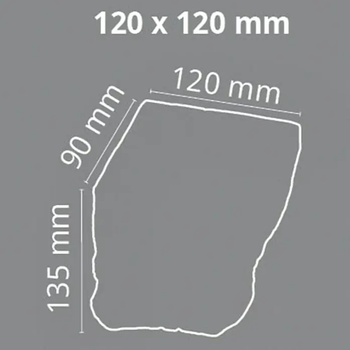 Dekoelement - Konsole, Weiß, 9 x 12 x 13,5 cm - Produktbild mit den Maßen 120 x 120 mm, 120 mm, 90 mm und 135 mm.