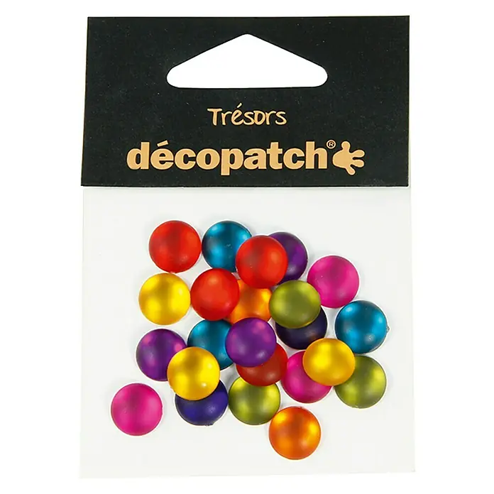 Décopatch Pieza decorativa Trésors Flashy - 24 ud., 1 x 1 cm - Paquete de gemas de joyería Décopatch. Gemas de joyería redondas y coloridas de Décopatch, ideales para manualidades y decoración.