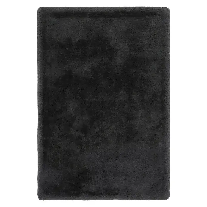 Fellteppich Happy - Graphit, 170 x 120 cm, 100 % Polyester (Flor) - Ein rechteckiger, schwarzer Teppich mit weicher Textur. Ideal, um jedem Raum einen Hauch von Komfort und Stil zu verleihen, dank seiner schlichten Eleganz.