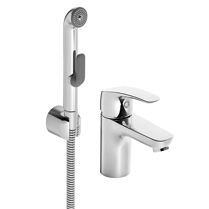 Hansa Pinto Waschtischarmatur - Chrom, Glänzend - Chrom-Bidet-Brause und Waschbeckenarmatur Set für moderne Badezimmer. Elegantes Design für den täglichen Gebrauch.
