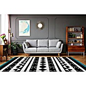 Kayoom Kurzflorteppich (Schwarz/Weiß/Blau, 150 x 80 cm)